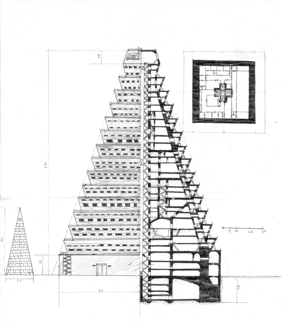 Чертёж дом пирамида