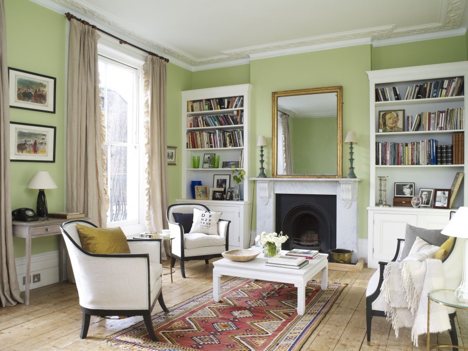 Гостиная в зеленых тонах