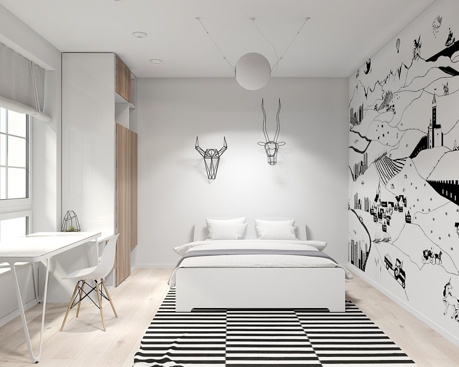 Комната в скандинавском стиле для девушки