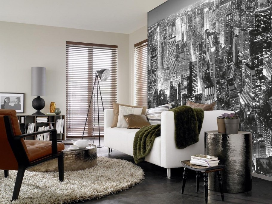 Черно белые фотообои в интерьере