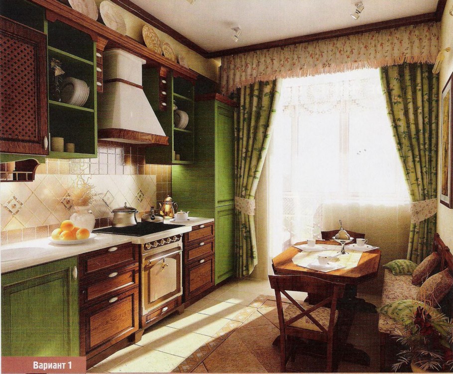 Кухня в стиле Прованс в коричневом цвете