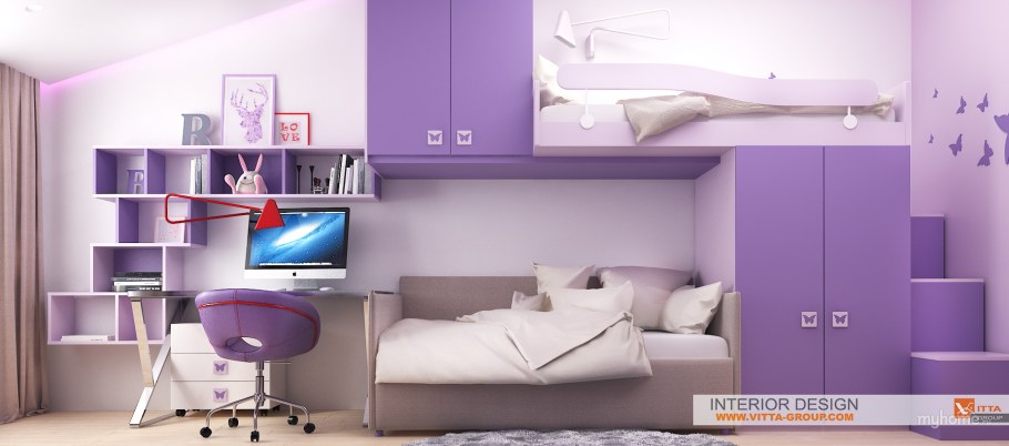 Фиолетовая комната для девочки