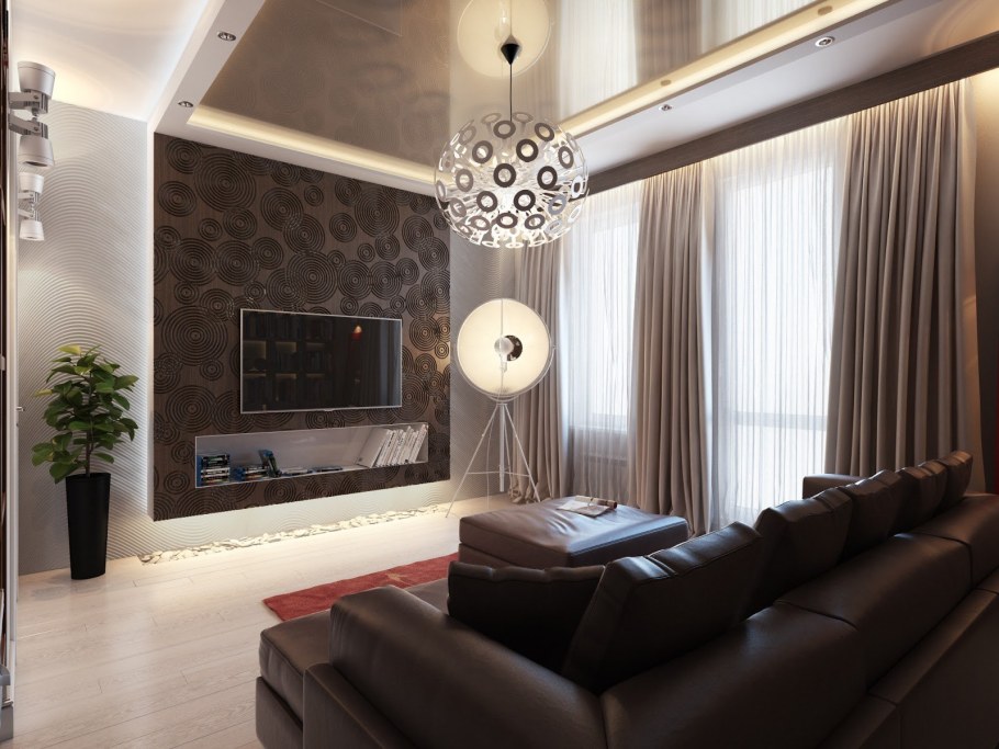 Гостиная в коричневых тонах