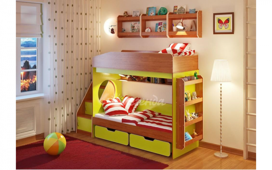Двухъярусная кровать Легенда 10.3 с полками