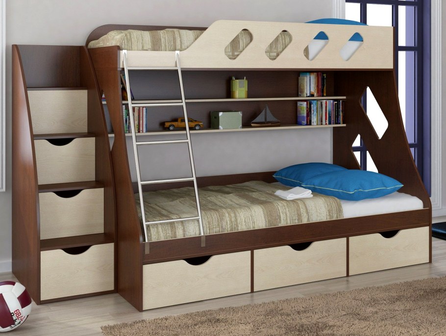 Двухъярусная кровать Дельта 20.01 с лестницей