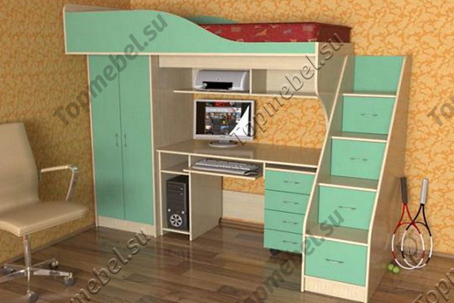 Кровать-чердак СЛАВМЕБЕЛЬ квартет-2