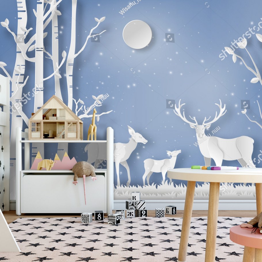 Фреска с оленями в детской