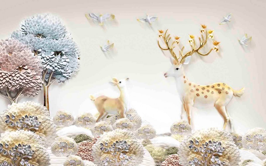 Фреска с оленями