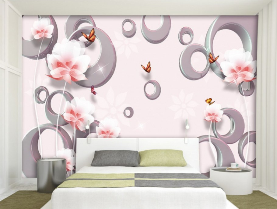 Фотообои серебряные цветы