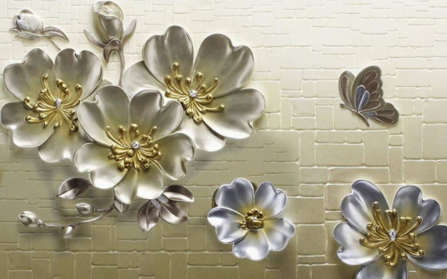 Керамические цветы на стену