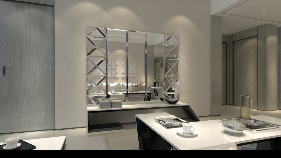 Гардеробная с зеркальными дверцами