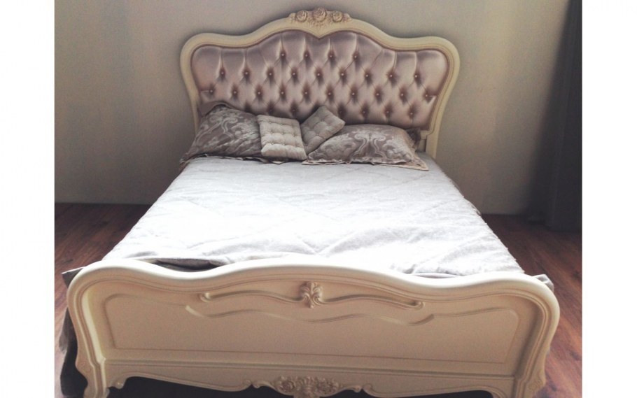 Кровать Милано 8801-a MK-1845-IVP, 160*200 см, слоновая кость, с пуговицами