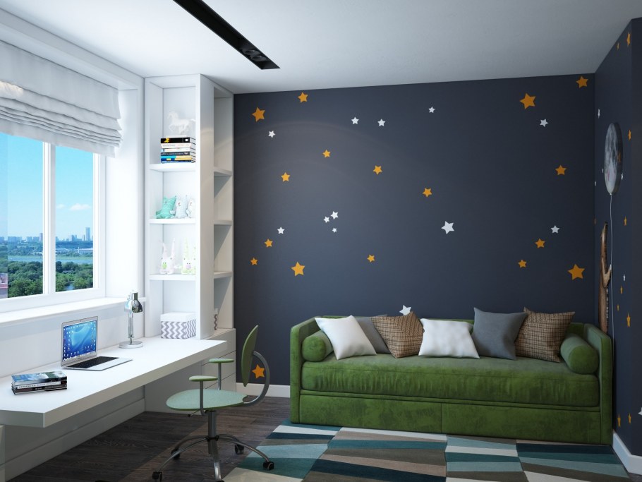 Комната для мальчика в голубом цвете