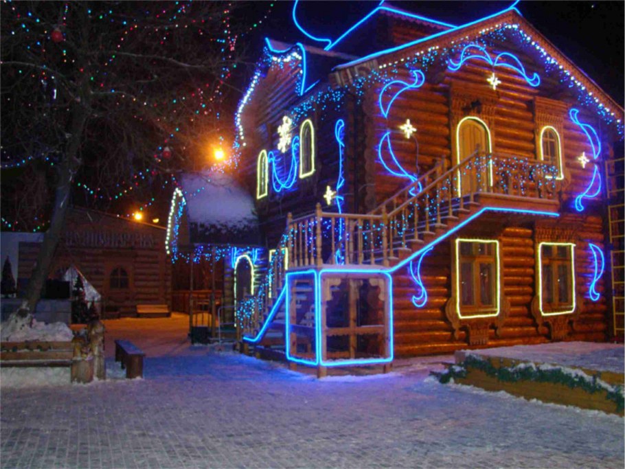 Украшение фасада к новому году