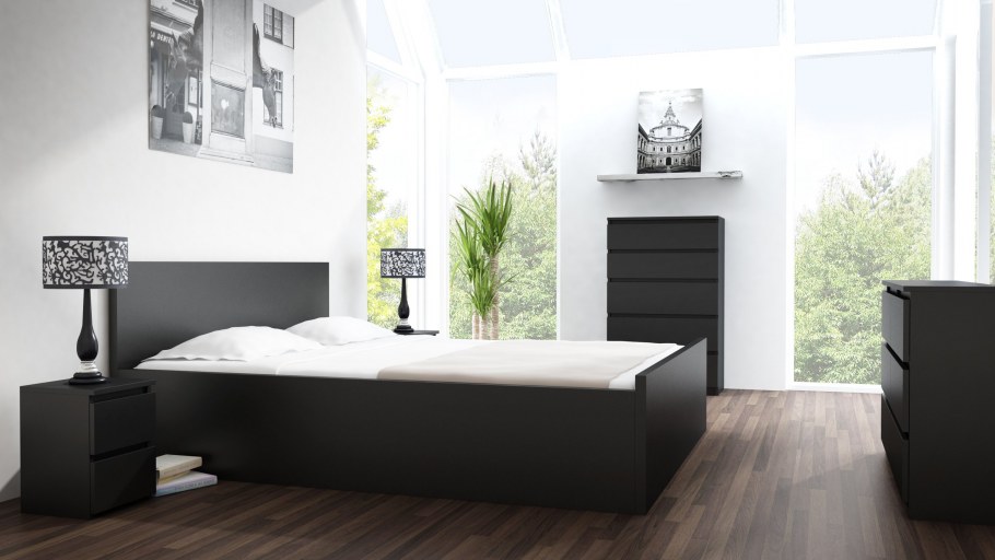 Черная глянцевая спальня