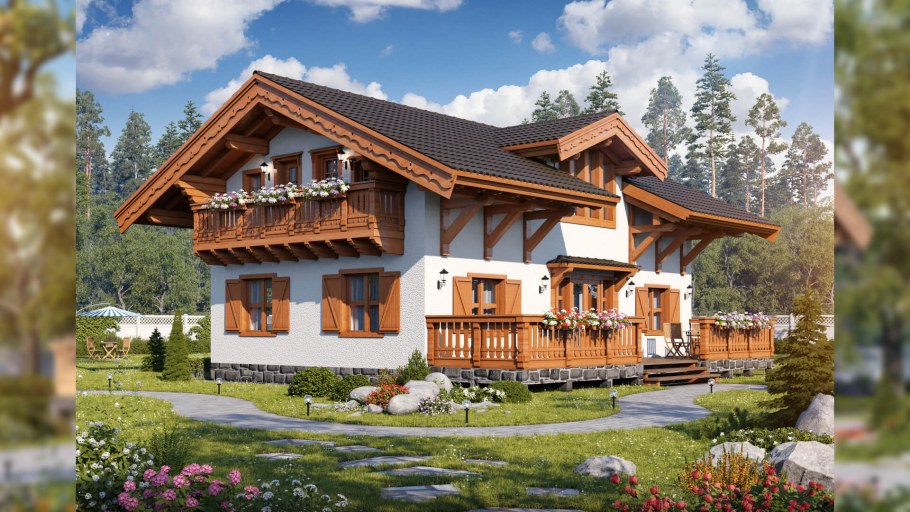 Загородный дом из клееного бруса 200 кв.м