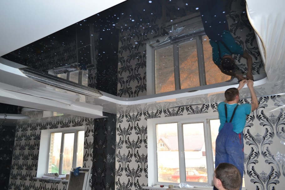Установка натяжных потолков