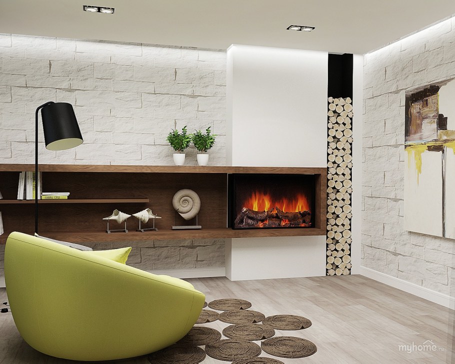 Уютный интерьер гостиной в частном доме