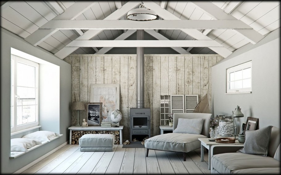 Гостиная крашеная вагонка