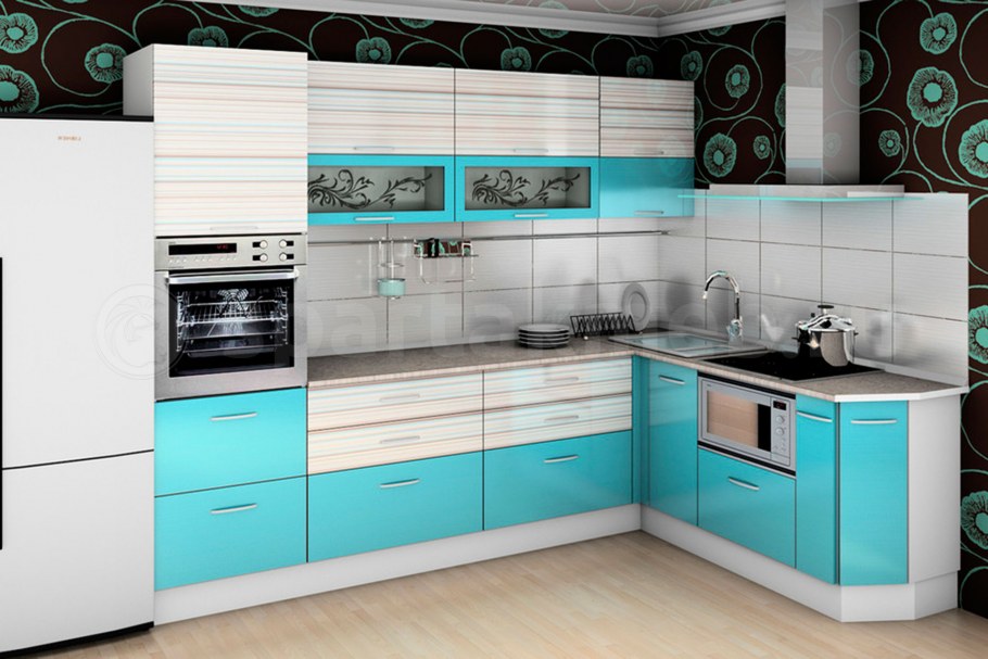 Кухня в бирюзовом цвете