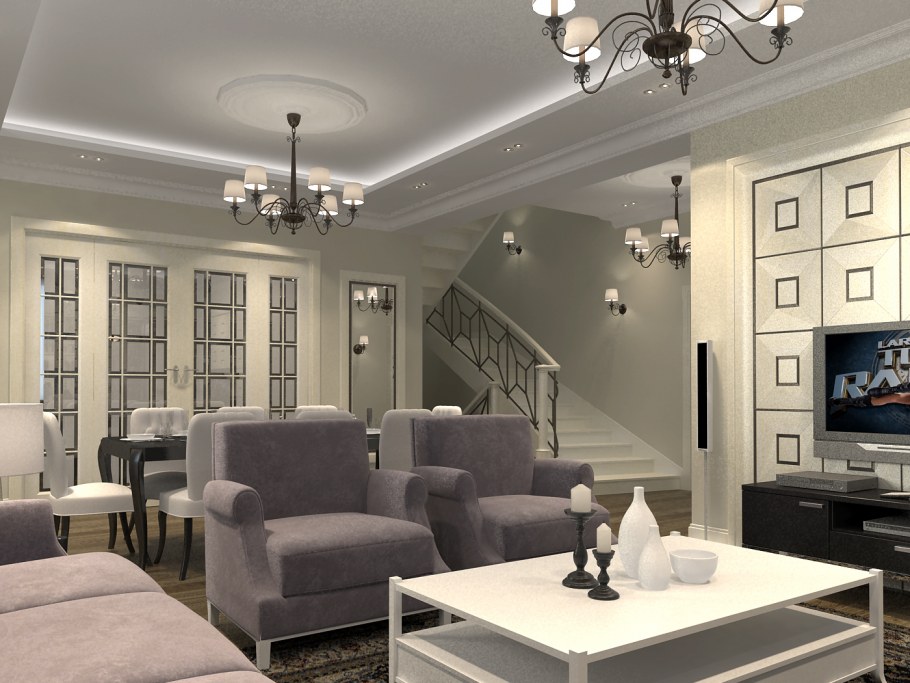 Люстра для гостиной в неоклассическом стиле