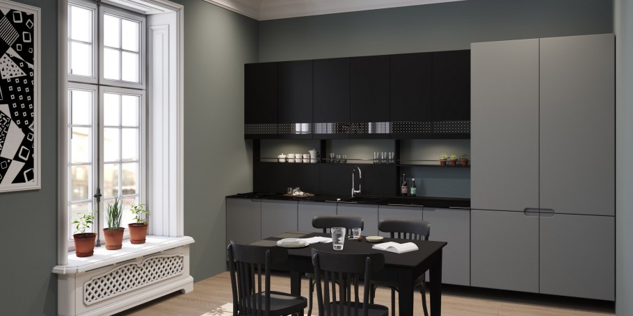 Кухня эмаль матовая 3200 ( фасад RAL 7040, каркас Пикард)