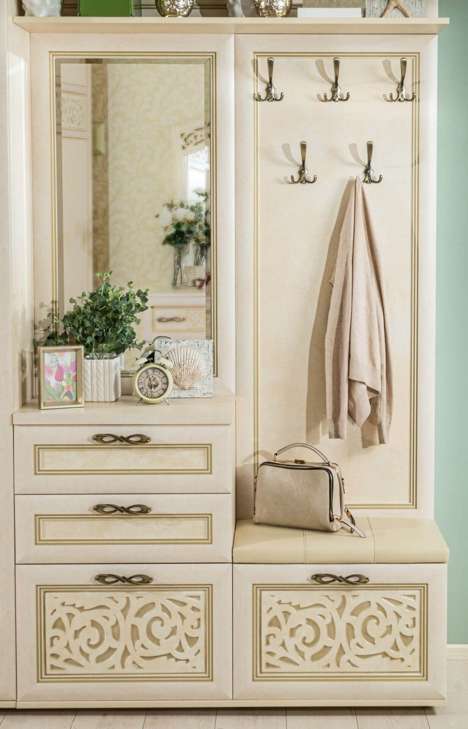 Александрия вешалка комбинированная с зеркалом 125.110 прихожая