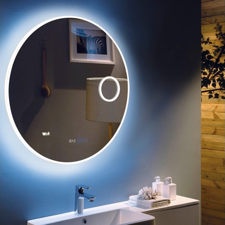 Зеркало WELTWASSER BZS Aurel 800-3 80х80 с подсветкой, антизапотеванием и часами