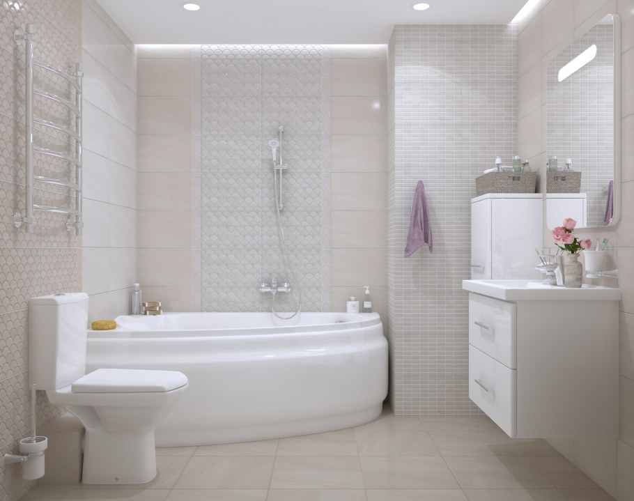 Современная ванная в светлых тонах