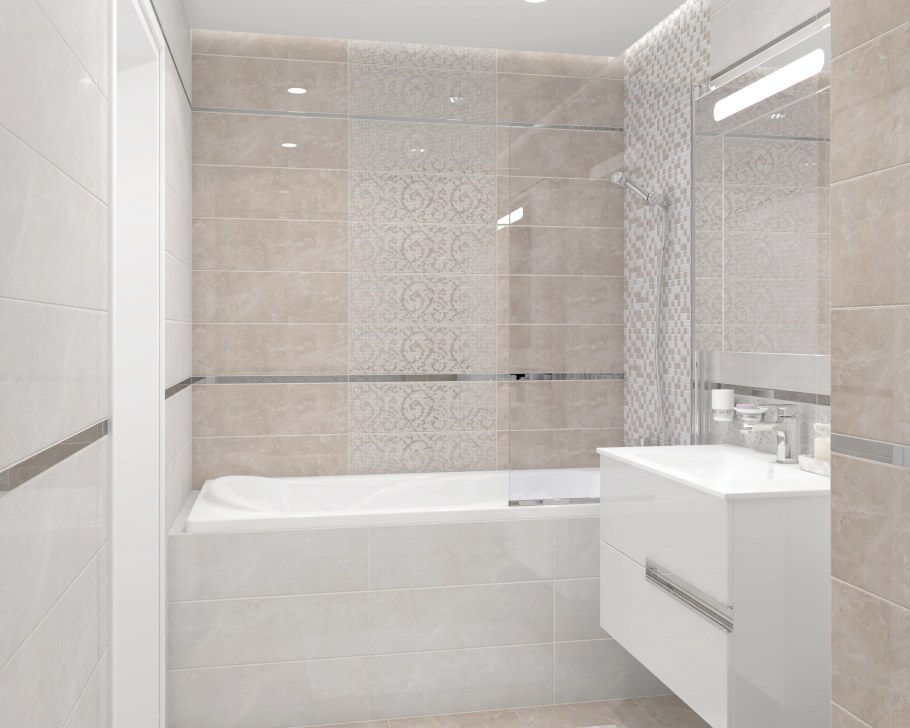 Ванная комната в бежевых тонах