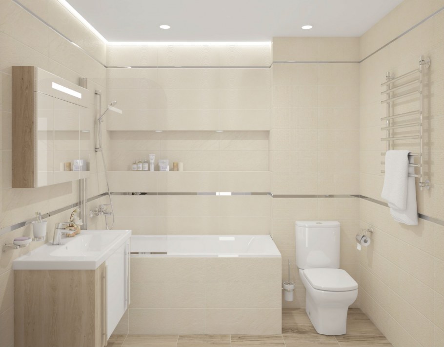 Ванная комната в теплых тонах