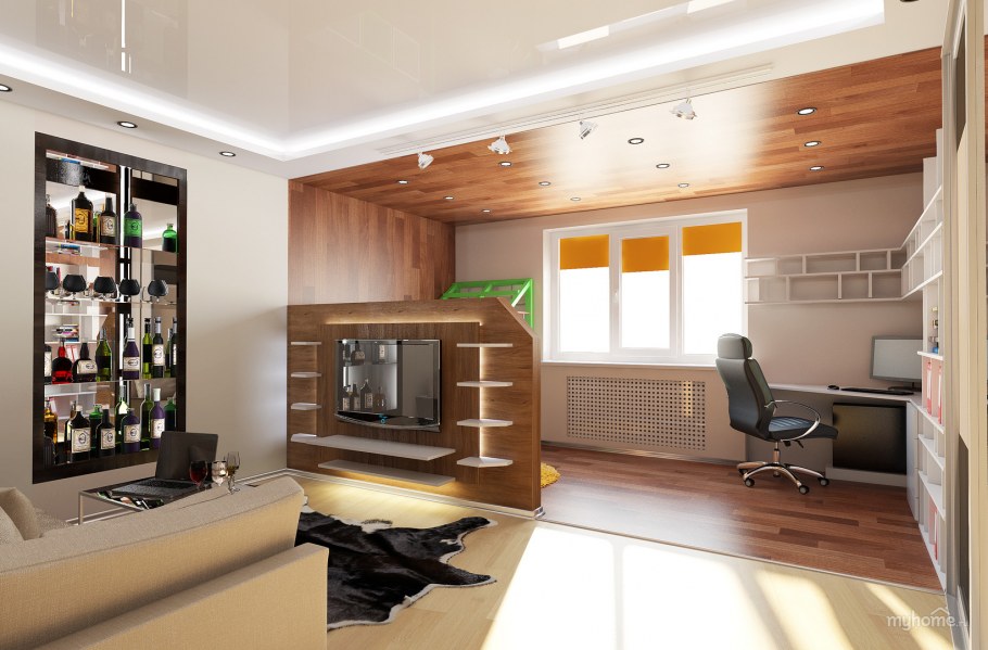 Гостиная с кабинетом планировка