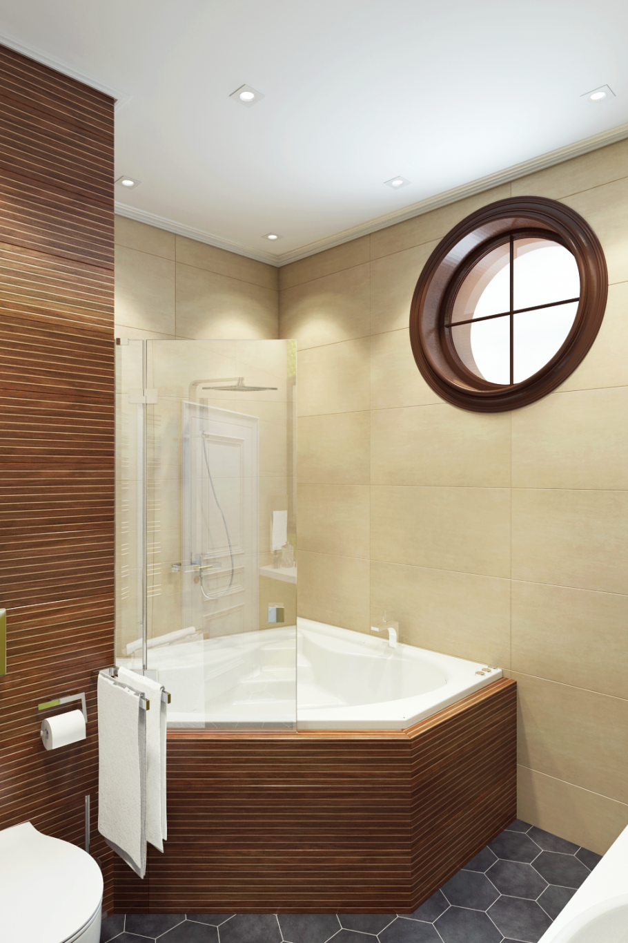 Совмещённый санузел с угловой ванной