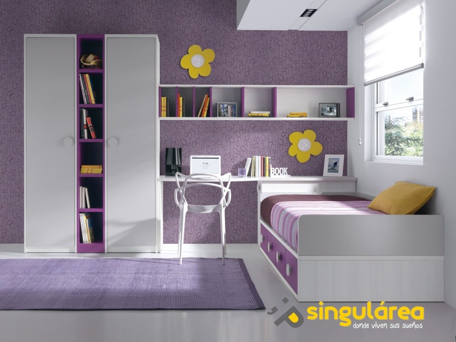 Фиолетовая мебель для детской