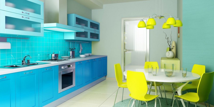Мятный цвет в интерьере кухни
