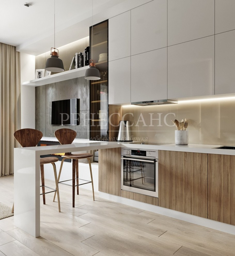 Современная кухня под дерево