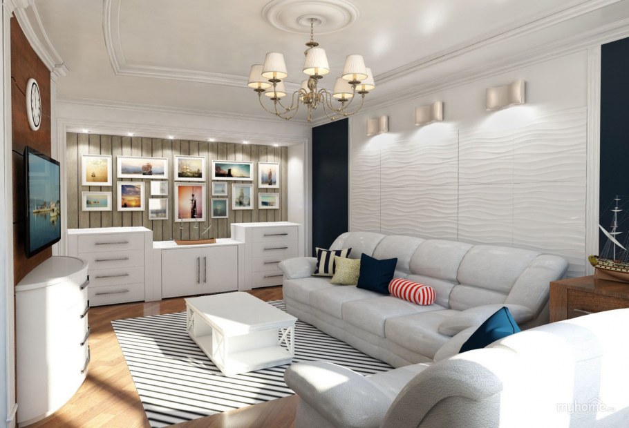 Морской стиль в интерьере однокомнатной квартиры