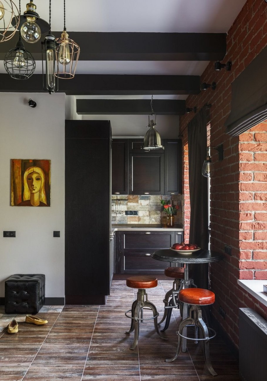 Интерьер студии лофт 30кв