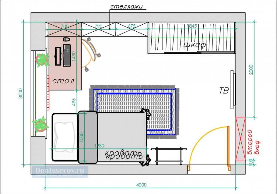 Проект планировки спальни