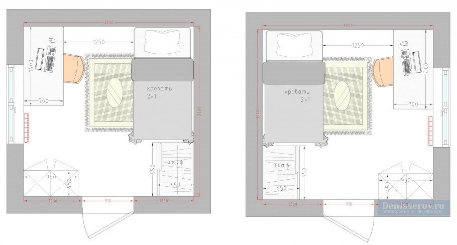 План расстановки мебели в спальне
