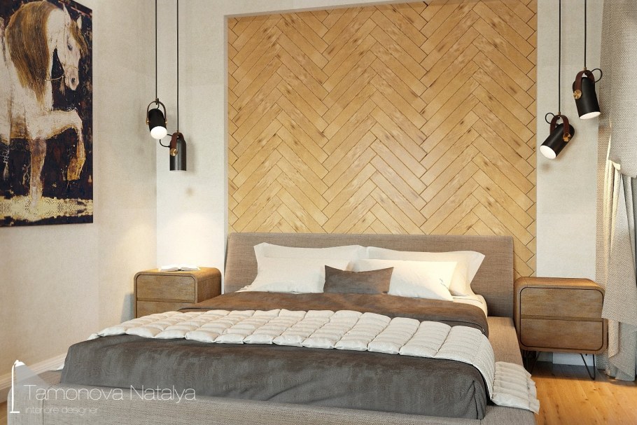 Ламели в интерьере спальни