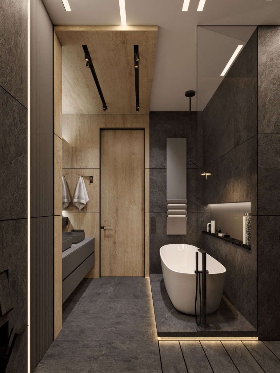 Современные туалетные комнаты с душевой