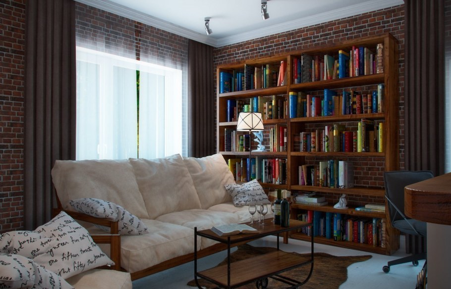 Домашняя библиотека интерьер