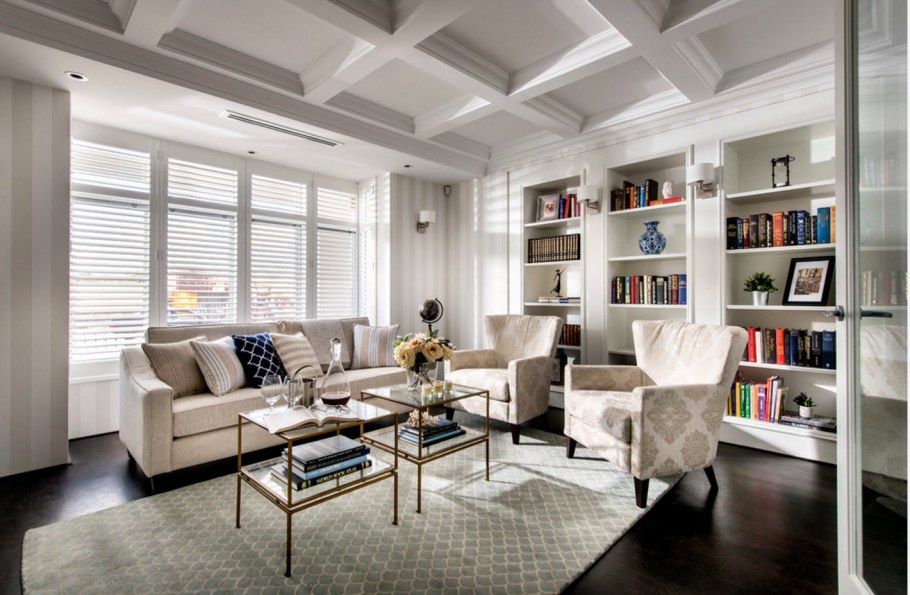 Гостиная с библиотекой в современном стиле