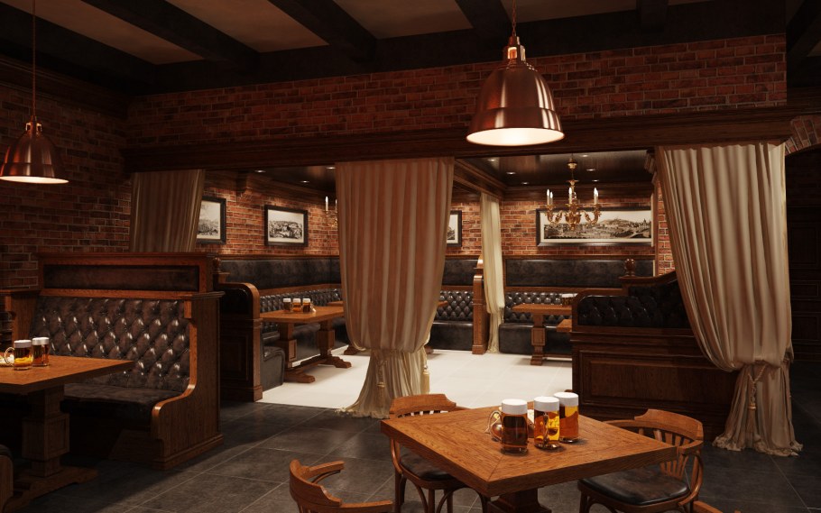 Салун изнутри современный бар