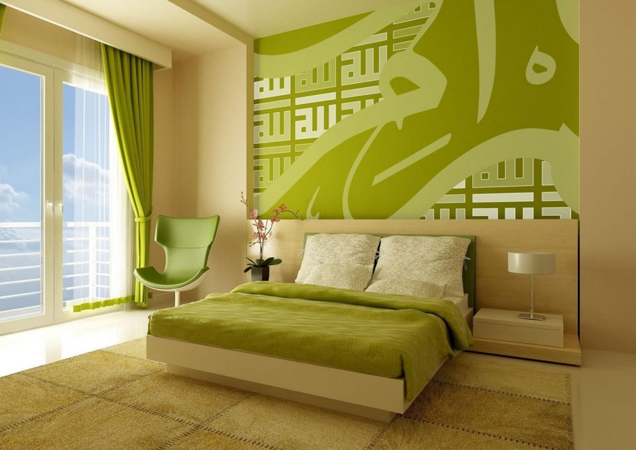 Спальня в салатовых тонах