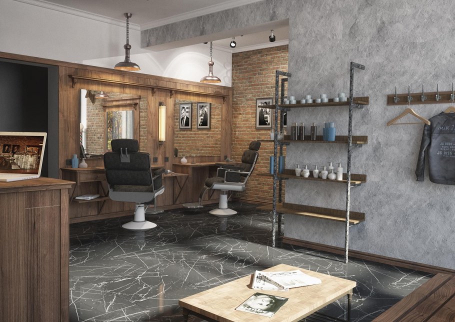 Офис лофт черно белый