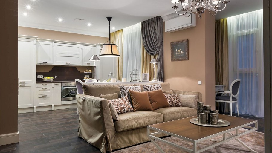 Современный интерьер в теплых тонах