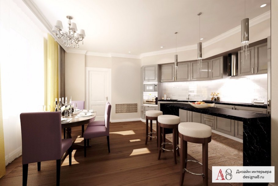 Кухня в четырехкомнатной квартире