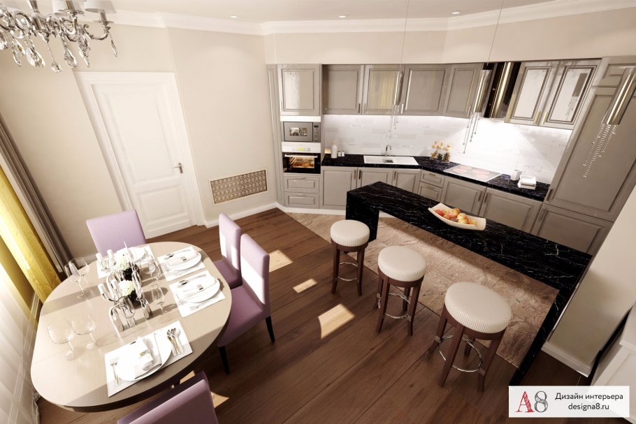 Кухня в четырехкомнатной квартире